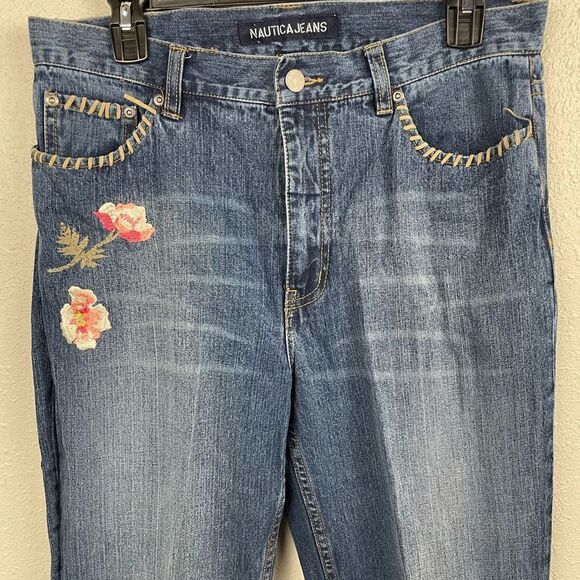 Nautica Jeans Floral Denim Jeans Size 10 EUC - Picture 2 of 7